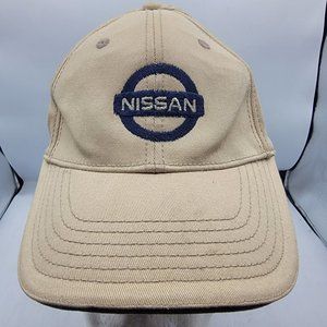 Nissan Adults Unisex Beige Hat Cap Strap Back Embroidered Logo Casual Outdoors